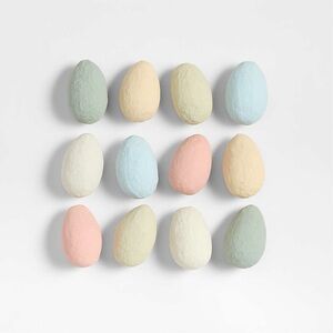 Crate&Barrel Pastel Colored Cotton Mache Decorative Easter Eggs, Set of 12